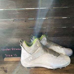 Mens Under Armour‎ Highlight Hammer White Silver Football Cleats Shoes Size 13 M